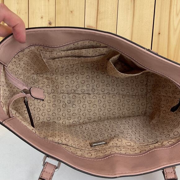 Guess Handbag/Purse/Tote - Pink/Rose, about 15 x 10 x 5.5 inches - Picture 6 of 7